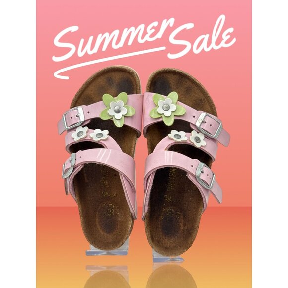 Birkenstock Other - Birkenstock C13 Arizona Girls Pink Summer Sandals Flower Birko-Flor Comfort